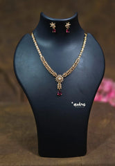 Premium 1 Gram Gold polish AD Stone trendy Leaf pattern and Flower Design Necklace with Earrings