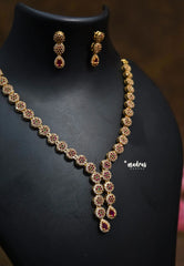 Premium 1 Gram Gold polish AD Stone Trendy Unique floral Necklace with Earrings