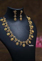 Premium 1 Gram Gold polish AD Stone trendy Ram Parivar and Peacock Necklace with Earrings