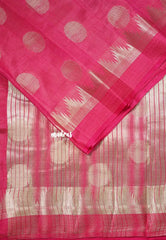 Dual Shade Berry Pink - Raaga Premium Semi tussar Temple Border with Buttas -  Perfect for small functions | Temple visit |