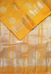 Dual Shade Golden Yellow - Raaga Premium Semi tussar Temple Border with Buttas -  Perfect for small functions | Temple visit |