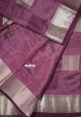 Dual Shade Grape Purple - Raaga Premium Semi tussar Zari Border with Square Box Buttas - Perfect for small functions | Temple visit