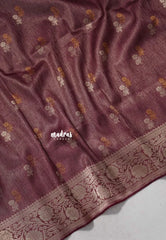 Burgundy purple - Raaga Premium Semi tussar with Tissue Blend - Perfect for Night Functions