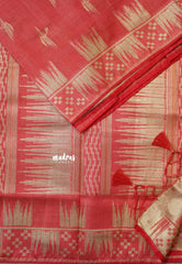 Pastel Red - Raaga - Premium Raw Mango silk saree with stylish buttas and border