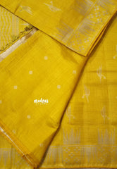 Golden Yellow - Raaga - Premium Raw Mango silk saree with stylish buttas and border