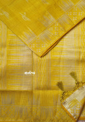 Golden Yellow - Raaga - Premium Raw Mango silk saree with stylish buttas and border