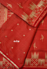 Classic Red - Raaga - Premium Raw Mango silk saree with stylish buttas and border