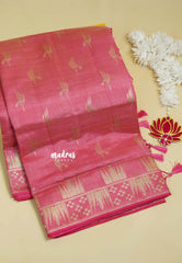 Rose Pink - Raaga - Premium Raw Mango silk saree with stylish buttas and border