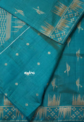 Teal Blue - Raaga - Premium Raw Mango silk saree with stylish buttas and border
