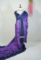 Lavender Purple - Premium Vasundra Sungudi Kolam Style Printed Silk Rettapet Rudraksham Border - Best for Casual Wear