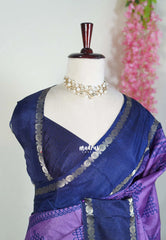 Lavender Purple - Premium Vasundra Sungudi Kolam Style Printed Silk Rettapet Rudraksham Border - Best for Casual Wear