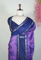 Lavender Purple - Premium Vasundra Sungudi Kolam Style Printed Silk Rettapet Rudraksham Border - Best for Casual Wear