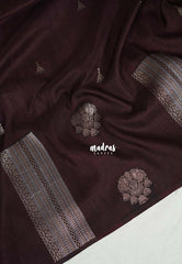 Coffee Brown - Vadhanam - 120 Count Linen Tussar Saree with Jimiki Buttas and Rich Pallu - Perfect for Diwali Festive
