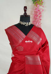 Spicy Red - Vadhanam - Linen Tussar Saree with Jimiki Buttas and Rich Pallu - Perfect for Diwali Festive