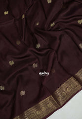 Coffee Brown - Durga - Banarasi Premium Viscose Silk with Mayil Border and Buttas - Best for Pooja Functions | Diwali Festive