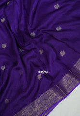 Violet Purple - Durga - Banarasi Premium Viscose Silk with Mayil Border and Buttas - Best for Pooja Functions | Diwali Festive