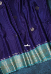 Midnight Blue - Durga - Banarasi Premium Viscose Silk with Yanai, Mayil Border and Buttas - Best for Pooja Functions | Diwali Festive