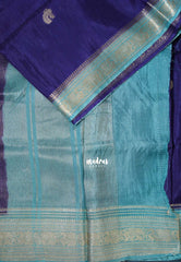 Midnight Blue - Durga - Banarasi Premium Viscose Silk with Yanai, Mayil Border and Buttas - Best for Pooja Functions | Diwali Festive