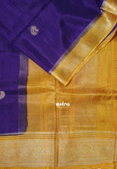 Violet Purple with Yellow - Durga - Banarasi Premium Viscose Silk with Yanai, Mayil Border and Buttas - Best for Pooja Functions | Diwali Festive