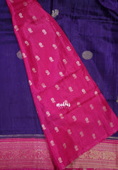 Violet Purple with Pink - Durga - Banarasi Premium Viscose Silk with Yanai, Mayil Border and Buttas - Best for Pooja Functions | Diwali Festive