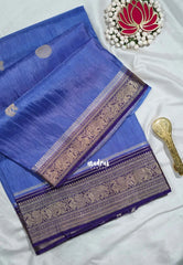 Lavender Blue - Durga - Banarasi Premium Viscose Silk with Yanai, Mayil Border and Buttas - Best for Pooja Functions | Diwali Festive