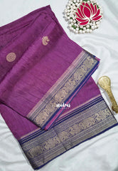 Mauve Purple - Durga - Banarasi Premium Viscose Silk with Yanai, Mayil Border and Buttas - Best for Pooja Functions | Diwali Festive