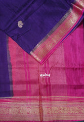 Violet Purple with Pink - Durga - Banarasi Premium Viscose Silk with Yanai, Mayil Border and Buttas - Best for Pooja Functions | Diwali Festive
