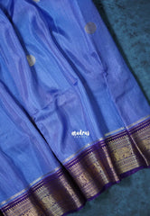 Lavender Blue - Durga - Banarasi Premium Viscose Silk with Yanai, Mayil Border and Buttas - Best for Pooja Functions | Diwali Festive