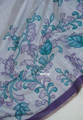 Creamy Lilac - Premium Linen Cotton with Jute Blend Saree Raising Floral Prints - Best for Office Wear | Casual Wear