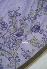 Pastel Purple - Premium Linen Cotton with Jute Blend Saree Raising Floral Prints - Best for Office Wear | Casual Wear