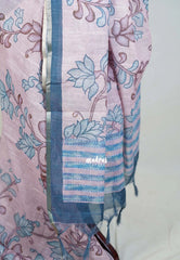 Tinted Rosewood - Premium Linen Cotton with Jute Blend Saree Raising Floral Prints - Best for Office Wear | Casual Wear