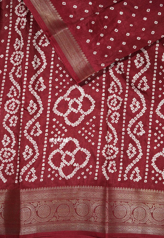 Majestic Maroon - Premium printed silk with bandhani prints