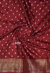 Majestic Maroon - Premium printed silk with bandhani prints