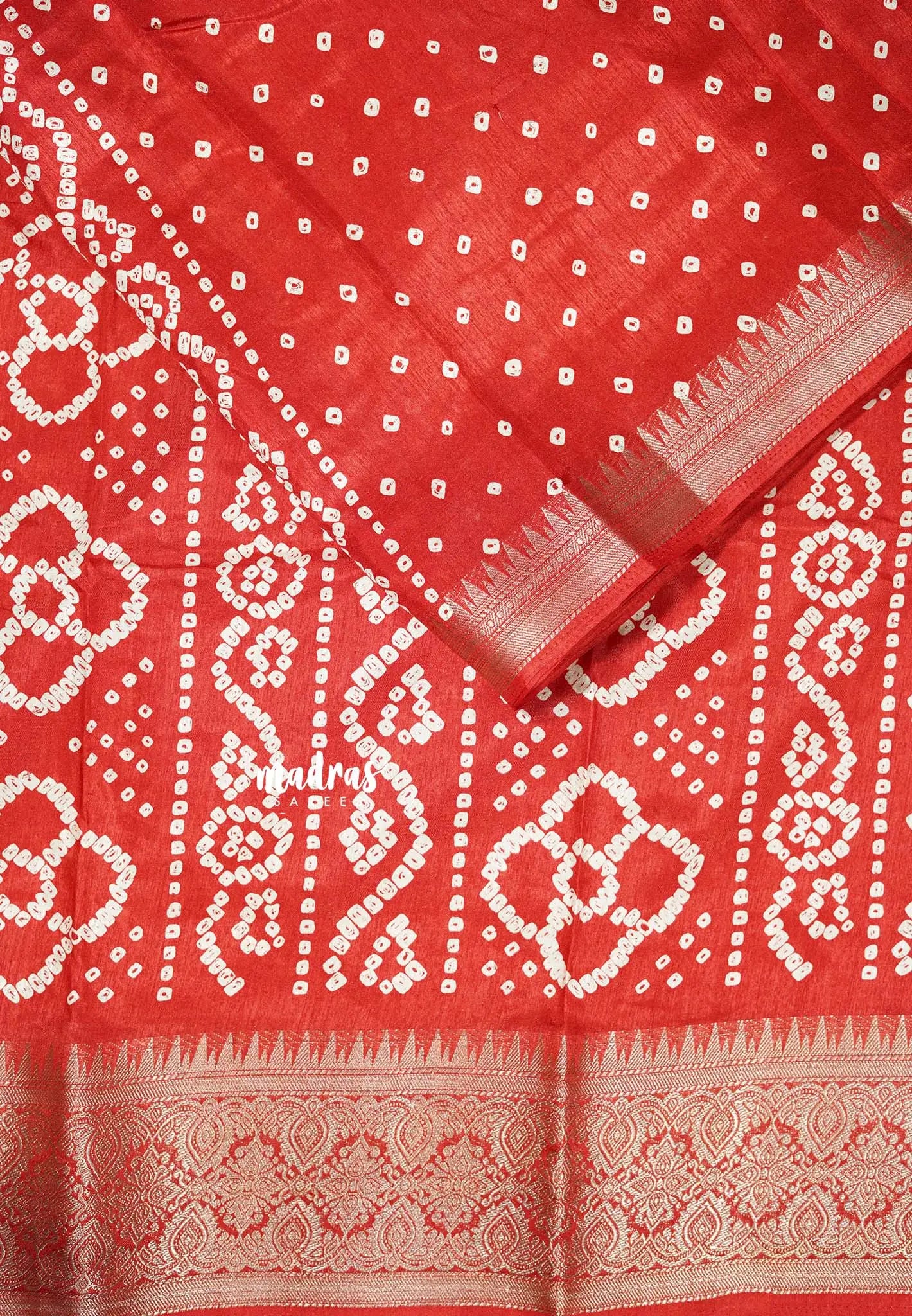 Royal Chilli Red - Premium printed silk with bandhani prints