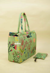 MS7 Quilted European-Style Laptop Bag – Botanical Green