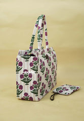 MS7 Quilted European-Style Laptop Bag – Floral Ivory