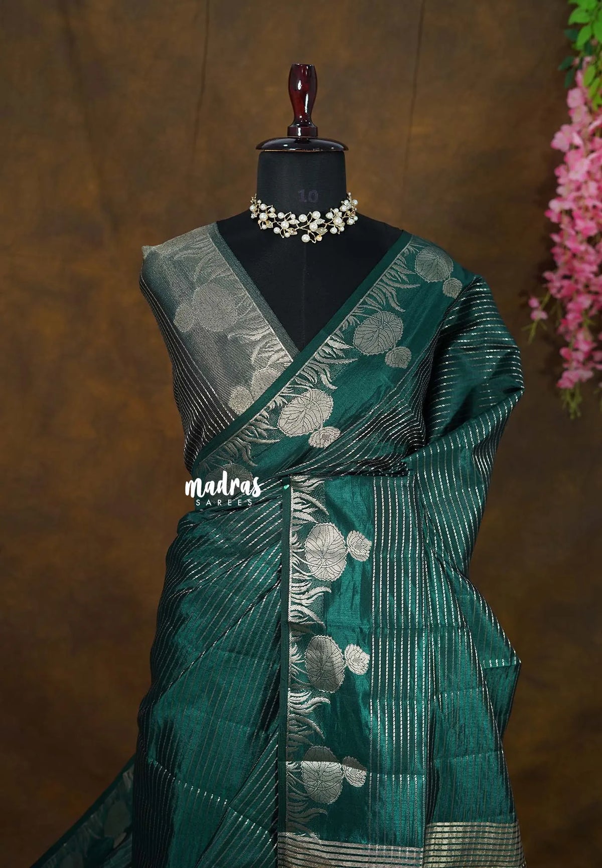 Emerald Green - Raaga Premium Semi tussar with Vaira Oosi Weaving Body -  Perfect for Festive Wear