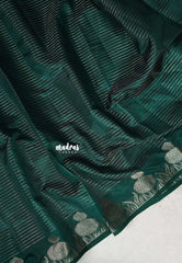 Emerald Green - Raaga Premium Semi tussar with Vaira Oosi Weaving Body -  Perfect for Festive Wear