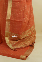 Orange - Premium Soft Slub Cotton with full weaving buttas with Zari Border