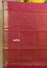 Beet Pink - Premium Soft Slub Cotton with full weaving buttas with Temple Zari Border