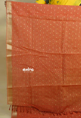Orange - Premium Soft Slub Cotton with full weaving buttas with Zari Border