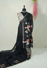 Black Pearl - Premium Kota Silk with Hand Painted Pen Kalamkari Applique Work - Best for Office Wear | Hightea Party
