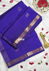 Violet Purple - Meenakshi - Light Weight Pure Silk Cotton Saree Small Mayil Border with Yaanai, Mayil Buttas - Perfect for Wedding Functions