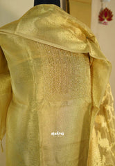 Amitha – Pure gold color tissue silk heavy work yoke with banarasi dupatta