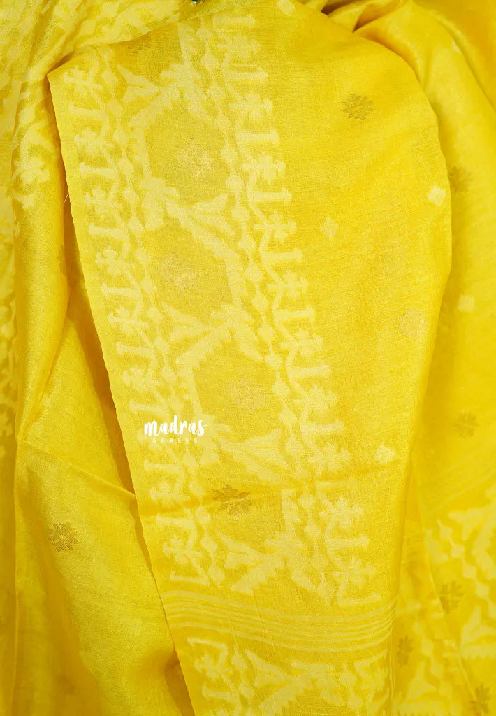 Pure Handwoven Tussar Jamdani Silk Saree (Silk Mark Certified)