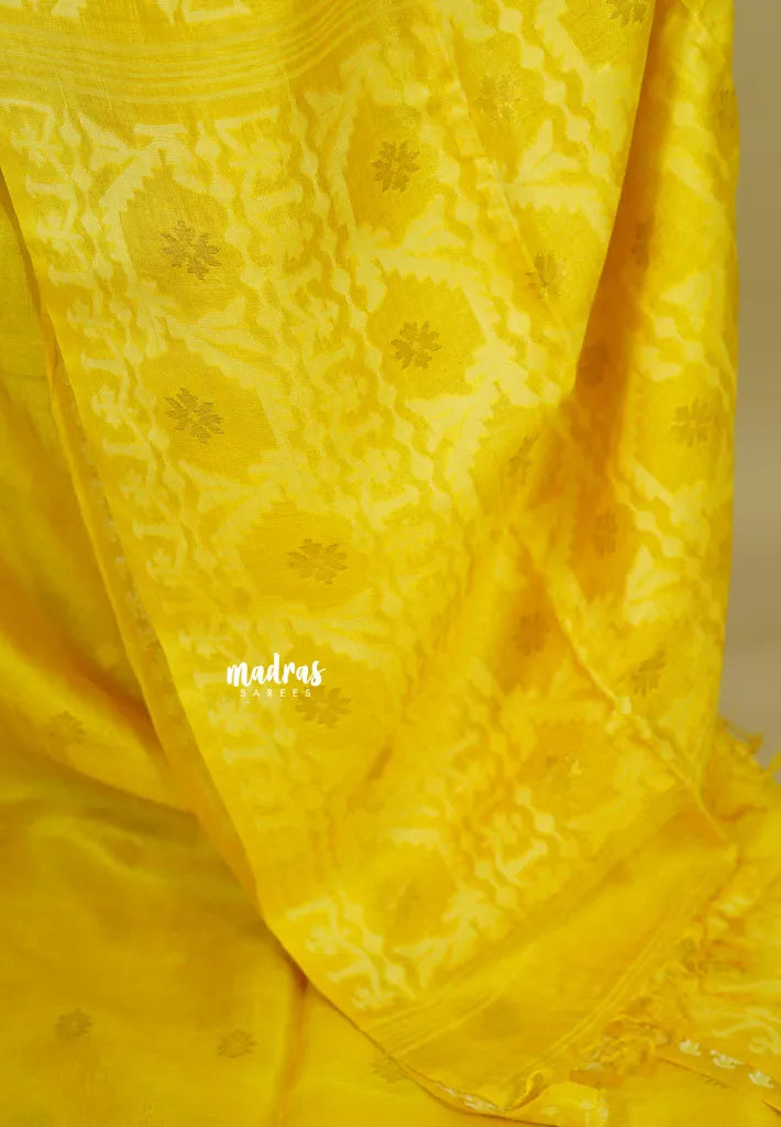 Pure Handwoven Tussar Jamdani Silk Saree (Silk Mark Certified)