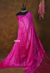 Fuchsia Pink - Pure Matka Silk with Gold-Toned Buttas - Handloom Certificate