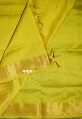 Jet Black - Mookuthi Amman Plain Silk Cotton Getti Border with Contrast Pallu and Blouse - Perfect for Wedding Functions