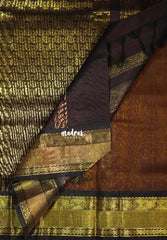 Orangish Yellow - Meenakshi - Light Weight Pure Silk Cotton Saree Traditional Border with Mayil Buttas Contrast Pallu and Blouse - Perfect for Wedding Functions