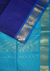 MS Amma Blue - Meenakshi - Light Weight Pure Silk Cotton Saree with Zari Muthu Kattam Body Mayil Border Contrast Pallu and Blouse - Perfect for Wedding Functions